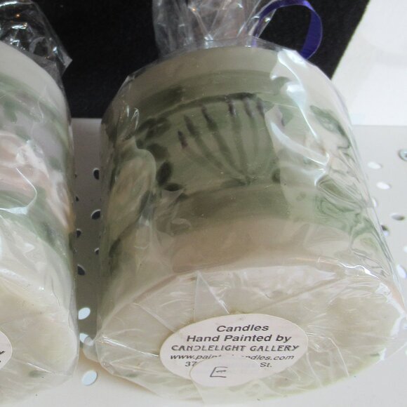 Stylized flowers, 3" Pillar Candle, Hand Painted, Nature, Party, Codes F, E - Picture 4 of 4